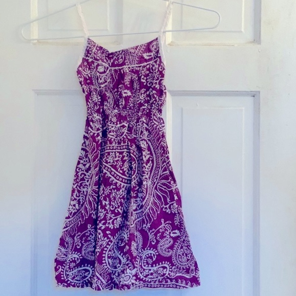 Frangipani Kids girls purple and white paisley sundress in size 5